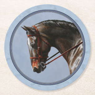 Dessous-de-verre Rond En Papier Brown Bay Oldenburg Horse Portrait