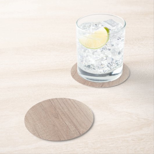 Dessous-de-verre Rond En Papier Brown Bois Look Blank Elegant Modèle (En situation)