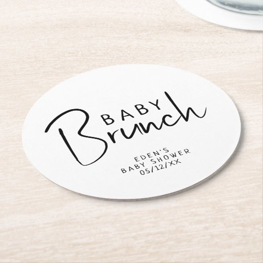 Dessous-de-verre Rond En Papier Brunch pour bébé Neutre Moderne Simple (Incliné)