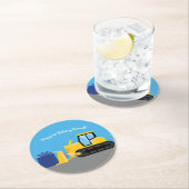 Dessous-de-verre Rond En Papier Bulldozer Anniversaire de la construction (En situation)