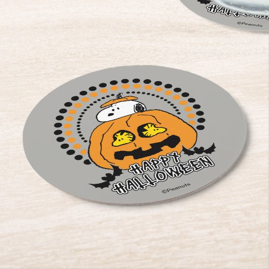 Dessous-de-verre Rond En Papier cacahuètes | Bonne Halloween (Incliné)