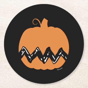 Dessous-de-verre Rond En Papier cacahuètes   Charlie Brown Orange Citrouille