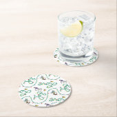 Dessous-de-verre Rond En Papier cacahuètes | Motif d'amour de Noël brillant et bri (En situation)