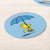 Dessous-de-verre Rond En Papier cacahuètes | Parapluie bleu Woodstock (Incliné)