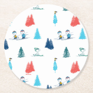 Dessous-de-verre Rond En Papier cacahuètes   Ski d'hiver Motif des pistes