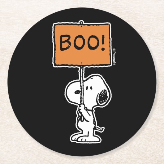 Dessous-de-verre Rond En Papier cacahuètes | Snoopy Boo ! (Devant)