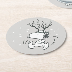 Dessous-de-verre Rond En Papier cacahuètes Snoopy Reindeer