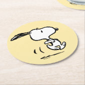 Dessous-de-verre Rond En Papier cacahuètes | Snoopy Running (Incliné)