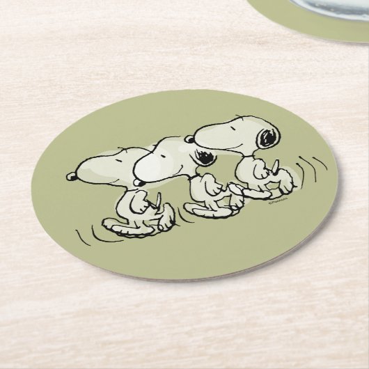 Dessous-de-verre Rond En Papier cacahuètes | Snoopy Walking Tall (Incliné)