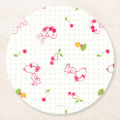 Dessous-de-verre Rond En Papier cacahuètes | Snoopy & Woodstock Cherry Motif (Devant)