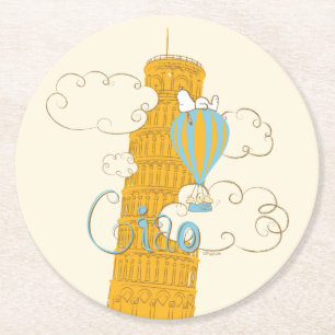 Dessous-de-verre Rond En Papier cacahuètes   Snoopy & Woodstock Ciao