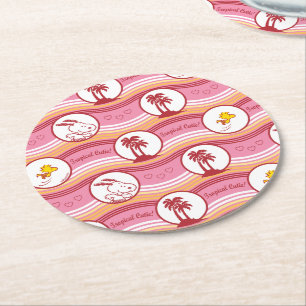 Dessous-de-verre Rond En Papier cacahuètes   Snoopy & Woodstock Tropical Cutie