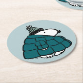 Dessous-de-verre Rond En Papier cacahuètes | Veste Snoopy Winter Puffer (Incliné)