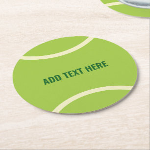 Dessous-de-verre Rond En Papier Cadeau de balle de tennis vert moderne