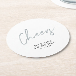 Dessous-de-verre Rond En Papier Cadeau de fête d'anniversaire adulte Silver Simple