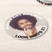 Dessous-de-verre Rond En Papier Cadeau de fête d'anniversaire personnalisé avec ph (Incliné)