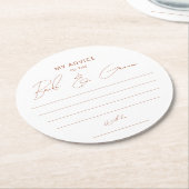 Dessous-de-verre Rond En Papier Cadeau de mariage écriture terracotta rustique pou (Incliné)