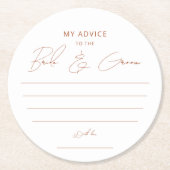 Dessous-de-verre Rond En Papier Cadeau de mariage écriture terracotta rustique pou (Devant)