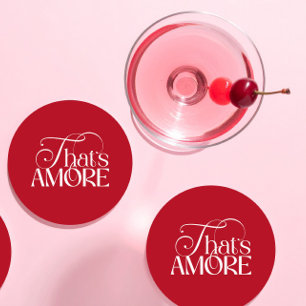 Dessous-de-verre Rond En Papier Cadeau de mariage That's Amore Red script
