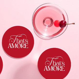 Dessous-de-verre Rond En Papier Cadeau de mariage That's Amore Red script