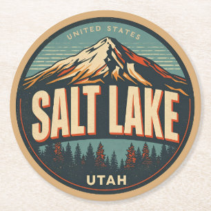 Dessous-de-verre Rond En Papier Cadeau de ski de nature vintage Salt Lake City Uta
