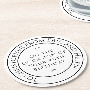 Dessous-de-verre Rond En Papier Cadeau pour un ami pour son anniversaire