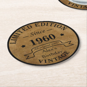Dessous-de-verre Rond En Papier Cadeaux d'anniversaire vintages personnalisés