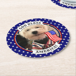 Dessous-de-verre Rond En Papier Cadre photo personnalisé USA American Flag Patriot