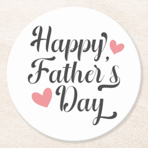 Dessous-de-verre Rond En Papier Calligraphie de Fête des pères simple et heureuse 