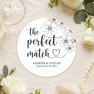 Dessous-de-verre Rond En Papier Calligraphie élégante Parfait Mariage