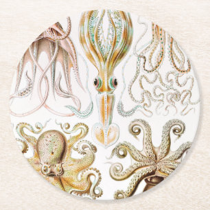 Dessous-de-verre Rond En Papier Calmar de poulpe, Gamochonia, par Ernst Haeckel