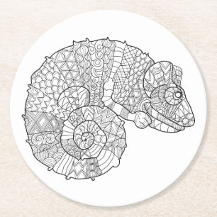 Dessous-de-verre Rond En Papier Caméléon Zendoodle