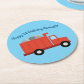 Dessous-de-verre Rond En Papier Camions fête d'anniversaire (Incliné)