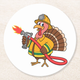 Dessous-de-verre Rond En Papier Camions pompiers Thanksgiving Turquie