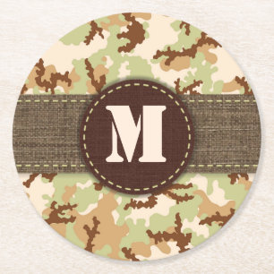 Dessous-de-verre Rond En Papier Camouflage du désert