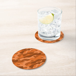 Dessous-de-verre Rond En Papier Camouflage Monocolore Orange Espagnol