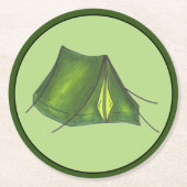 Dessous-de-verre Rond En Papier Camping d'été Tente Camping Randonnée Green (Devant)