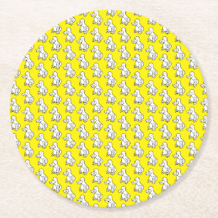 Dessous-de-verre Rond En Papier Canard ou manchot de dessin animé drôle