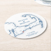 Dessous-de-verre Rond En Papier Cape Cod Mariage Welcome Party Cocktail Hour (Incliné)