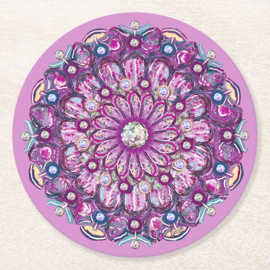 Dessous-de-verre Rond En Papier Cardinal Red Rosace (Devant)