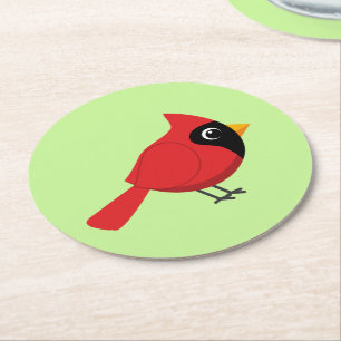 Dessous-de-verre Rond En Papier Cardinal Rouge Cardinal Cardinal aux Fleurs