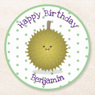 Dessous-de-verre Rond En Papier Caricature de durian joyeux