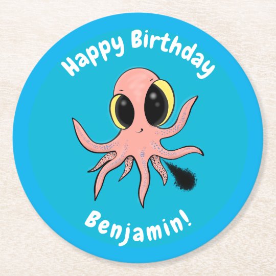 Dessous De Verre Rond En Papier Caricature De La Pieuvre De Bebe Mignonne Zazzle Be