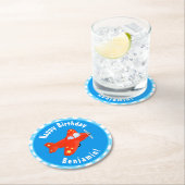 Dessous-de-verre Rond En Papier Caricature de vol d'avion rouge mignon (En situation)