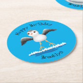 Dessous-de-verre Rond En Papier Caricature en bécasseau mignon (Incliné)