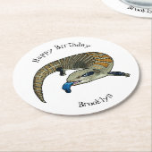 Dessous-de-verre Rond En Papier Caricature en bleu (Incliné)