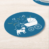 Dessous-de-verre Rond En Papier Carlin Fête Blue Thème Célébration (Incliné)