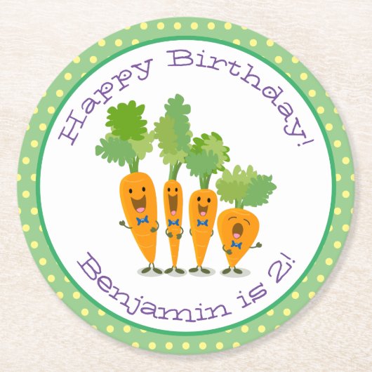 Dessous-de-verre Rond En Papier Carottes jolies illustration (Devant)