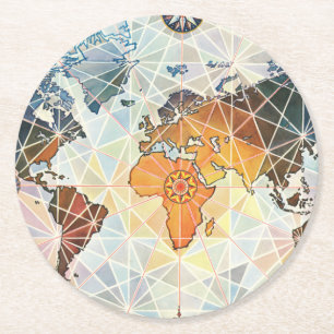 Dessous-de-verre Rond En Papier Carte d'Air Afrique du monde