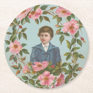 Dessous-de-verre Rond En Papier Carte de la Saint-Valentin allemande antique kitsc